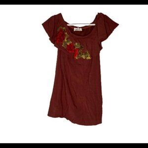 Current+Project Brown Floral Embroidered Dress